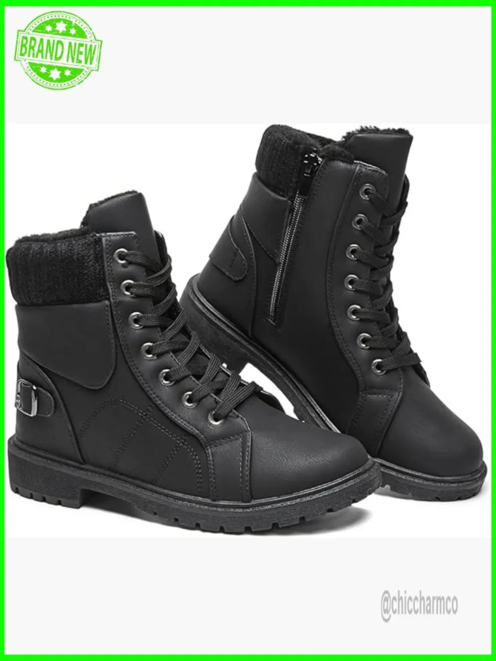 Fur Lined Winter Snow Boots with Side Zipper